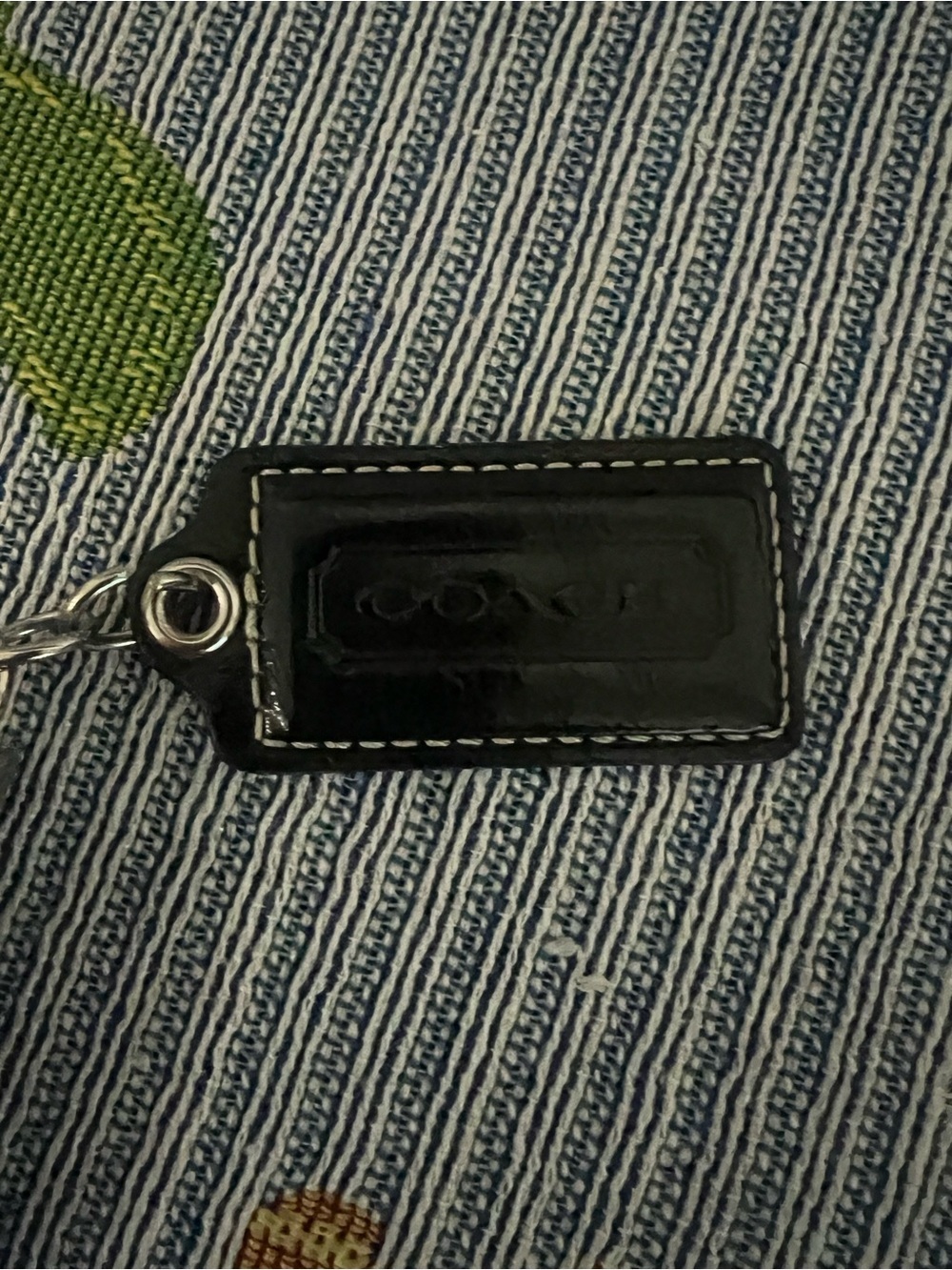 Black Patent Leather Coach Keychain HangTag